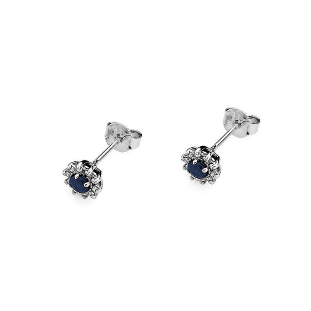 Cercei Aur 14K cu Safir 0.30 ct si Diamante 0.18 ct