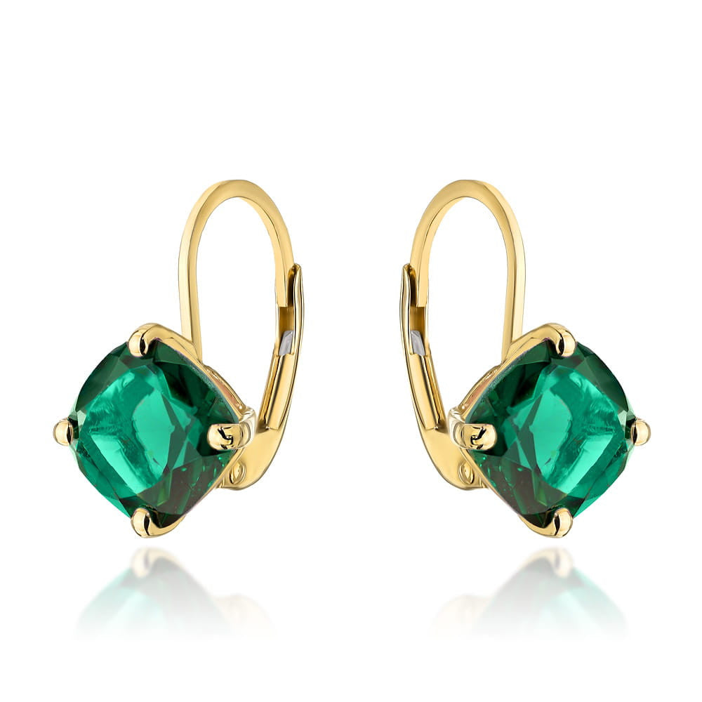 Cercei Aur 14k cu Cuart Verde