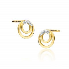 Cercei Cercuri Aur 14k cu Diamante 0.03 ct