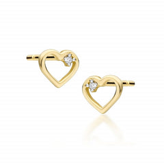 Cercei Inima Aur 14k cu Diamante 0.01 ct