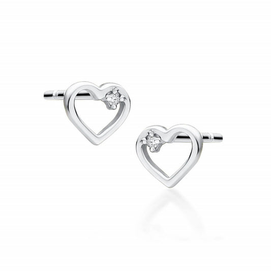 Cercei Inima Aur 14k cu Diamante 0.01 ct