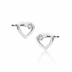 Cercei Inima Aur 14k cu Diamante 0.01 ct