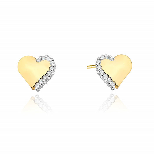 Cercei Inima Aur 14k cu Diamante 0.10 ct