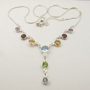 Colier Argint 925 cu Ametist, Citrin, Garnet, Iolit, Peridot si Topaz Albastru, 45.2 cm lungime