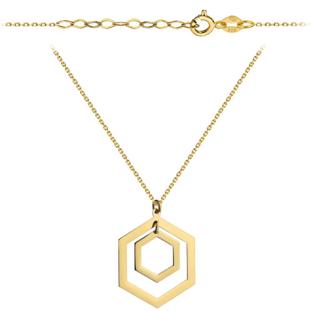 Colier cu Pandantive Hexagonale- Aur 14k