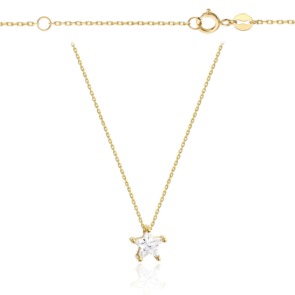 Colier cu Stea si Cristal- Aur 14k