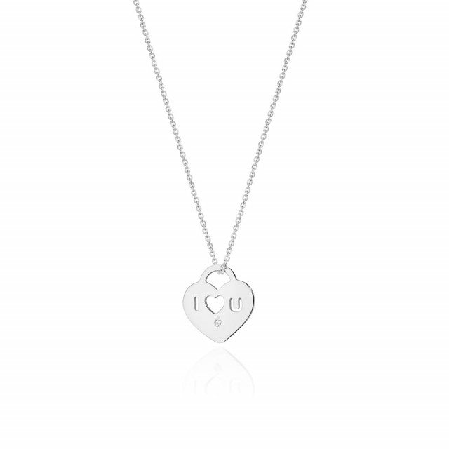 Colier I love You Aur 14k cu Diamante 0.005 ct