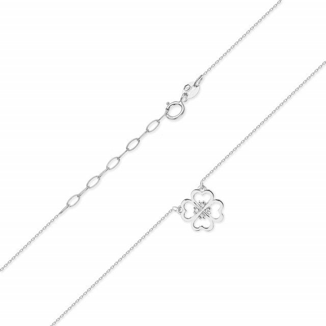 Colier Trifoi Aur 14k cu Diamante 0.02 ct