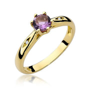 Inel Aur 14K cu Ametist 0.50 ct si Diamante Naturale 0.01 ct