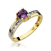 Inel Aur 14K cu Ametist 0.50 ct si Diamante Naturale 0.03 ct