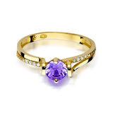 Inel Aur 14K cu Ametist 0.50ct cu Diamante 0.04 ct