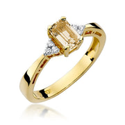 Inel Aur 14K cu Citrin 0.60 ct si Diamante Naturale 0.03 ct