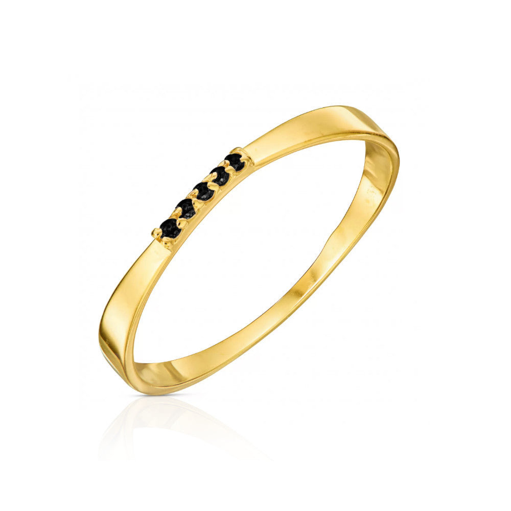 Inel Aur 14k cu Cristale Negre