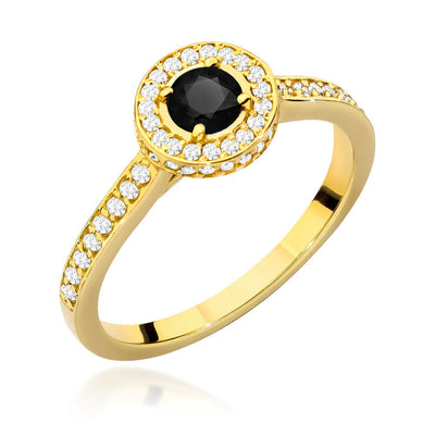 Inel Aur 14k cu Diamant Negru 0.30 ct si Diamante 0.34 ct