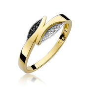 Inel Aur 14K cu Diamante Naturale Albe si Negre 0.03 ct