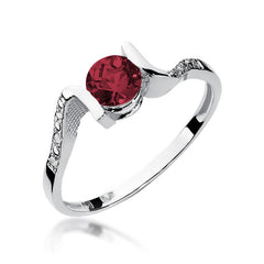 Inel Aur 14k cu Garnet 0.60 ct si Diamante 0.03 ct