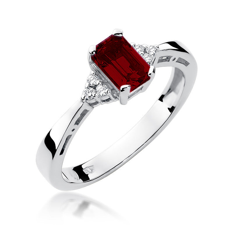 Inel Aur 14k cu Garnet 0.70 ct si Diamante 0.03 ct