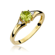 Inel Aur 14K cu Peridot 0.60 ct si Diamante Naturale 0.03 ct