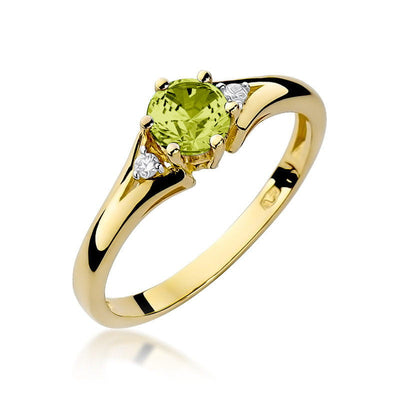 Inel Aur 14K cu Peridot 0.60 ct si Diamante 0.03 ct