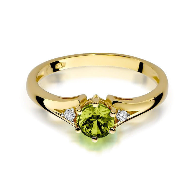 Inel Aur 14K cu Peridot 0.60 ct si Diamante 0.03 ct