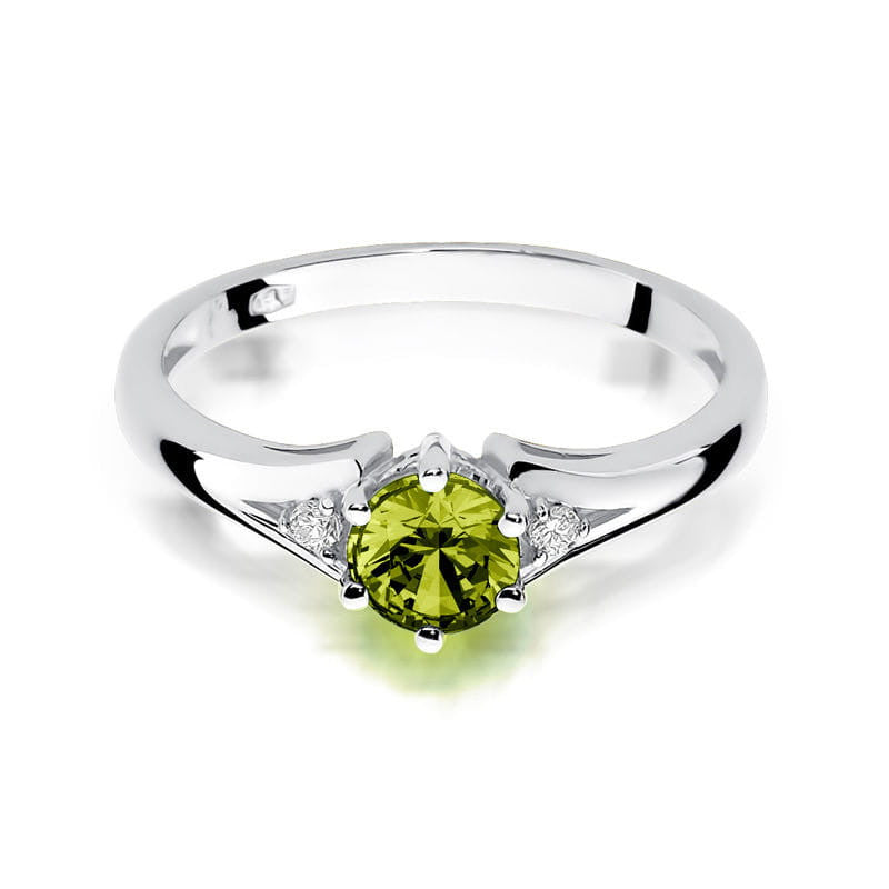 Inel Aur 14K cu Peridot 0.60 ct si Diamante 0.03 ct