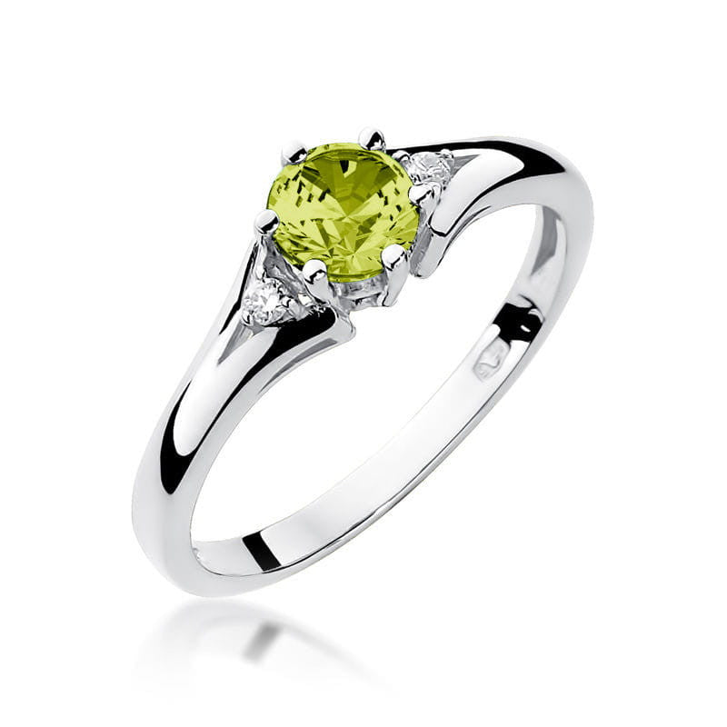 Inel Aur 14K cu Peridot 0.60 ct si Diamante 0.03 ct