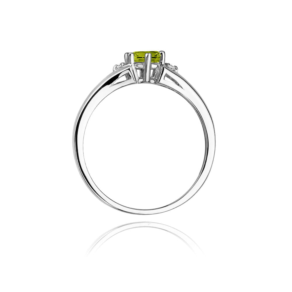 Inel Aur 14K cu Peridot 0.60 ct si Diamante 0.03 ct