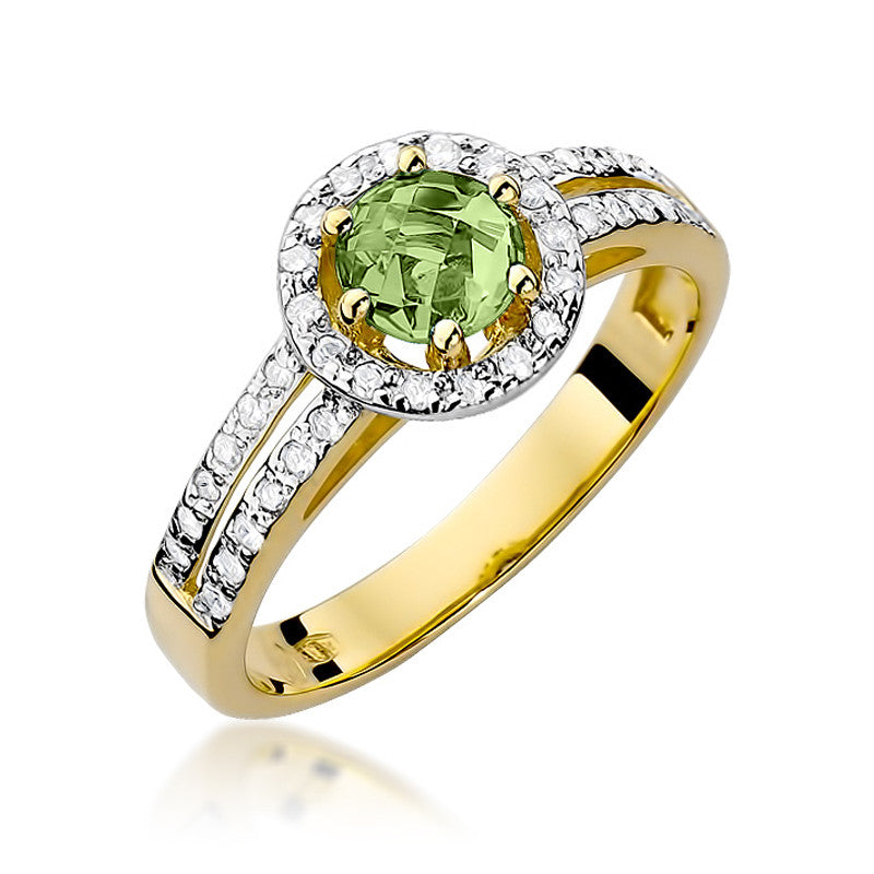 Inel Aur 14k cu Peridot 0.60 ct si Diamante 0.20 ct