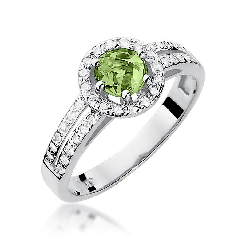 Inel Aur 14k cu Peridot 0.60 ct si Diamante 0.20 ct