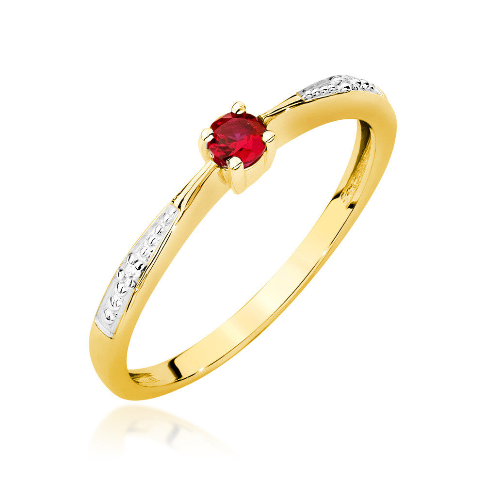 Inel Aur 14K cu Rubin 0.15 ct si Diamante 0.01 ct