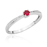 Inel Aur 14K cu Rubin 0.15 ct si Diamante 0.01 ct