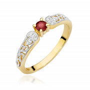 Inel Aur 14K cu Rubin 0.15 ct si Diamante Naturale 0.03 ct