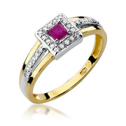 Inel Aur 14K cu Rubin 0.20 ct si Diamante Naturale 0.14 ct