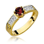Inel Aur 14K cu Rubin 0.60 ct si Diamante Naturale 0.08 ct