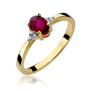 Inel Aur 14K cu Rubin 0.60 ct si Diamante Naturale 0.05 ct