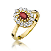 Inel Aur 14K cu Rubin 0.60 ct si Diamante Naturale 0.10 ct