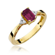 Inel Aur 14K cu Rubin 0.80 ct si Diamante Naturale 0.03 ct