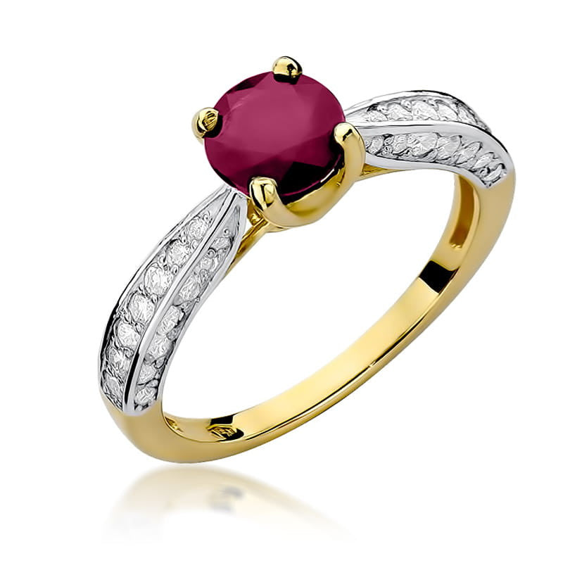 Inel Aur 14k cu Rubin 1.20 ct si Diamante 0.59 ct