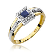 Inel Aur 14K cu Safir 0.20 ct si Diamante Naturale 0.14 ct