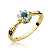 Inel Aur 14K cu Smarald 0.15 ct si Diamante Naturale 0.12 ct