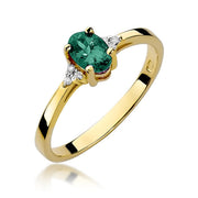 Inel Aur 14K cu Smarald 0.40 ct si Diamante Naturale 0.05 ct