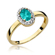 Inel Aur 14K cu Smarald 0.40 ct si Diamante Naturale 0.08 ct
