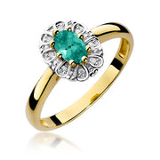 Inel Aur 14K cu Smarald 0.40 ct si Diamante Naturale 0.07 ct