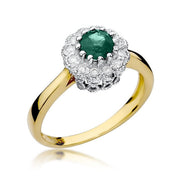 Inel Aur 14K cu Smarald 0.50 ct si Diamante Naturale 0.17 ct