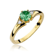 Inel Aur 14K cu Smarald 0.50 ct si Diamante Naturale 0.03 ct