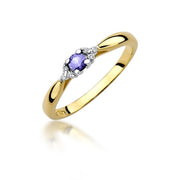 Inel Aur 14K cu Tanzanit 0.15 ct si Diamante Naturale 0.03 ct