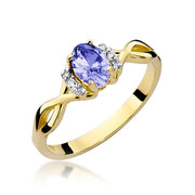 Inel Aur 14K cu Tanzanit 0.40 ct si Diamante Naturale 0.05 ct