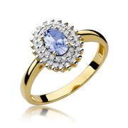 Inel Aur 14K cu Tanzanit 0.40 ct si Diamante Naturale 0.20 ct