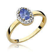 Inel Aur 14K cu Tanzanit 0.40 ct si Diamante Naturale 0.08 ct