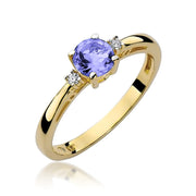 Inel Aur 14K cu Tanzanit 0.50 ct si Diamante Naturale 0.03 ct